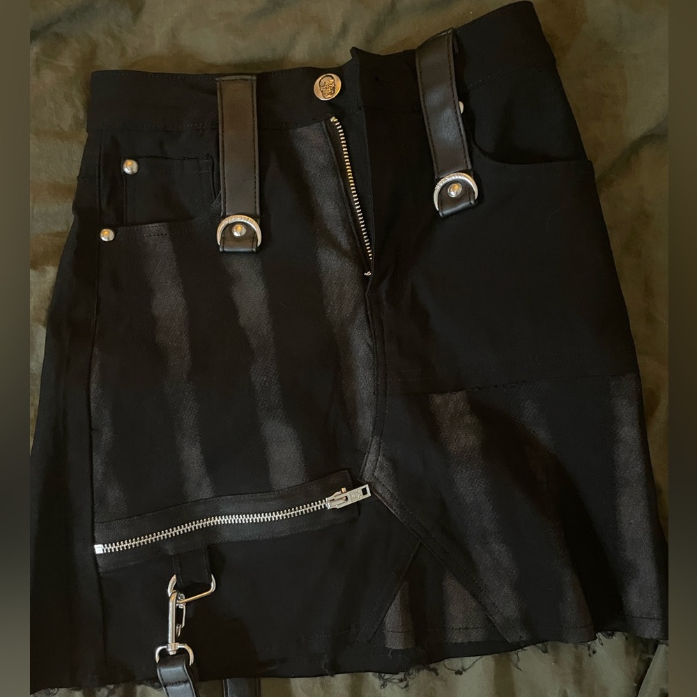 Killstar mini skirt with bondage strap